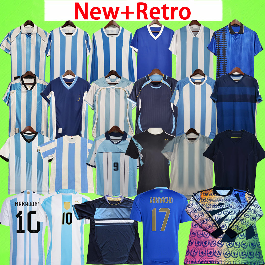 New + Retro 2026 Kids Kit Argentina star Soccer Jerseys MESSlS Fans Player 78 86 94 96 00 01 06 10 DYBALA MAC ALLISTER DI MARIA MARTINEZ goalkeeper