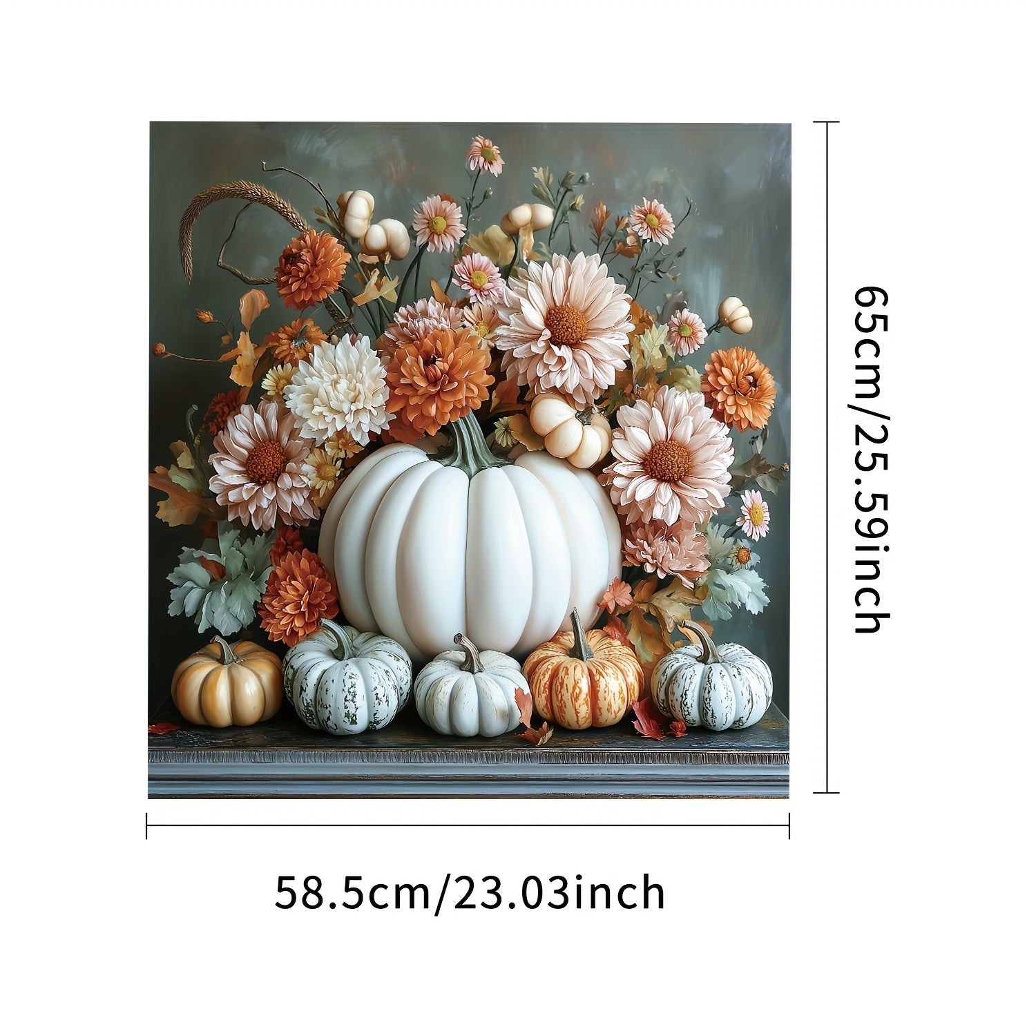 TEMU 1pc Large Magnetic Appliance Cover Sticker - White & Beige Pumpkin & Chrysanthemum Dishwasher-refrigerator Door, Heavy-duty Rubber Fridge, No