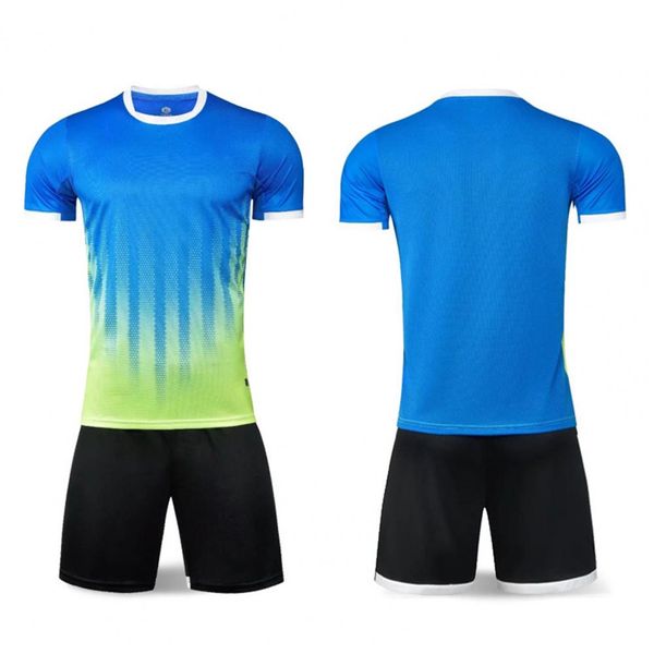 2Pcs-Set Jerseys Set Gradient Color Short Sleeve Elastic Waistband Men Football Activewear Soccer Sets
