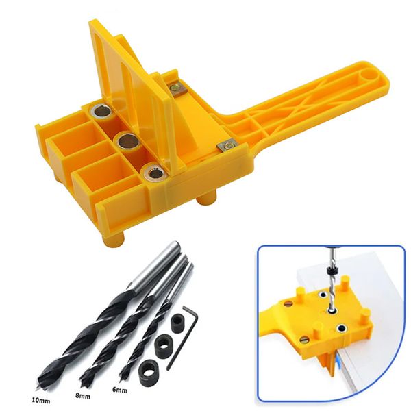 Dowel Jig Kit Woodworking Drill Guide Locator 6-8-10mm Drill Bits Wood Drilling Straight Hole Drill Guide Woodworking Hand Tool