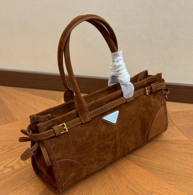 High Quality Suede Brown Shoulder Bag Women Designer Totes Bag Soft Lux Leather Luxury Handbag Casual Men New Tote