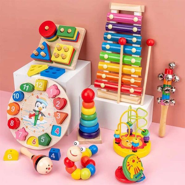 Intelligence toys Montessori baby toys childrens 3D wooden puzzles early learning baby games toys education childrens wooden toys 1 2 3 year