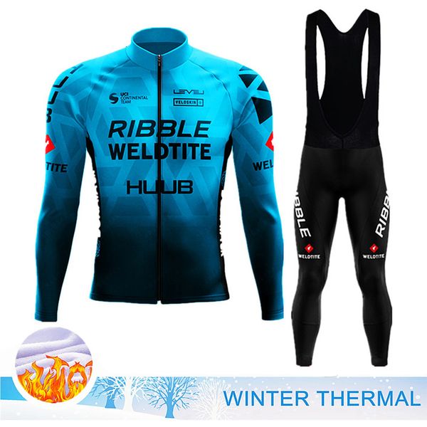 Cycling Jersey Sets Cycling Jersey Sets HUUB Team Winter Thermal Fece Cycling Clothing Mens Jersey Suit Outdoor Warm Riding Bike Clothes MTB
