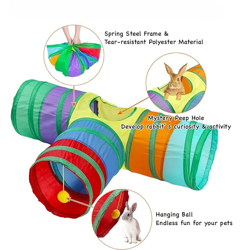 TEMU Collapsible Cat Tunnel, 3-way Tubes With Ball & Peek Holes, , Foldable Design And As The Way Your Pet Like