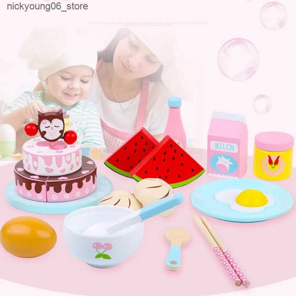 Kitchens Play Food Wooden Tea Party Set For Kids Pretend Play Tea Set Toy Play Kitchen Accessories With Play Food Toys Gifts For Girls BoysL