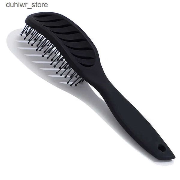 Hair Brushes Barber Arc Massage Modeling Comb Wide Tooth Curved Curling Hair Comb Hair Brushes Curved Styling Brush Black J241122