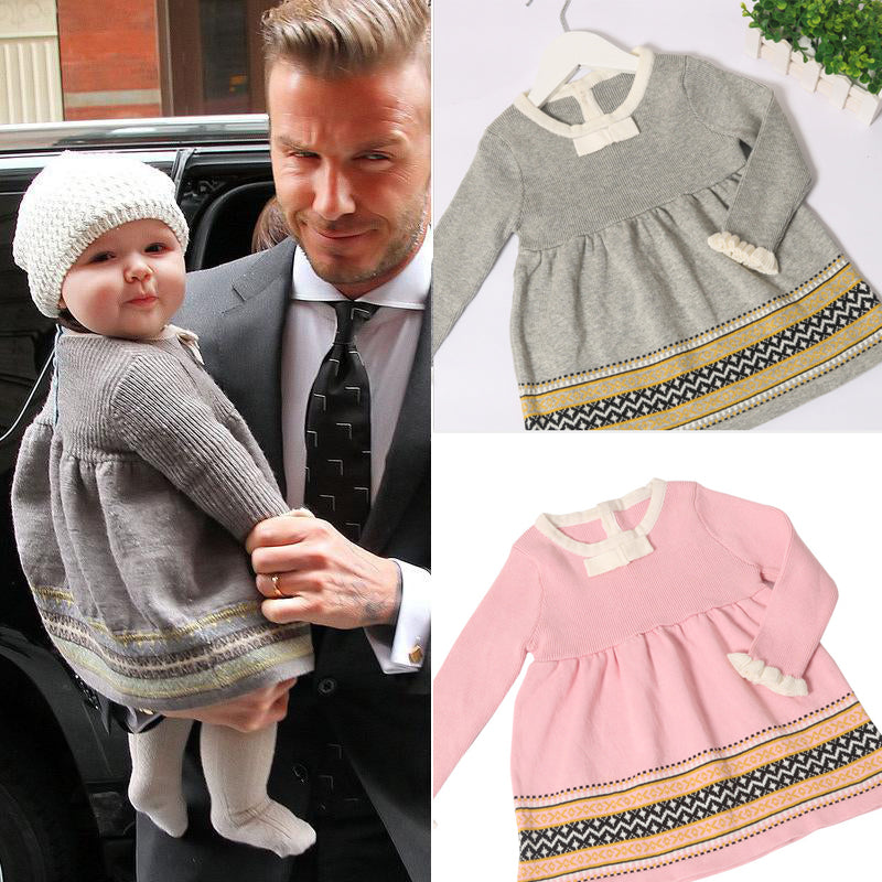 INS kids clothes girls baby infant Knitted Princess sweater dresses Top Spring Autumn toddle children boutique clothing AA193