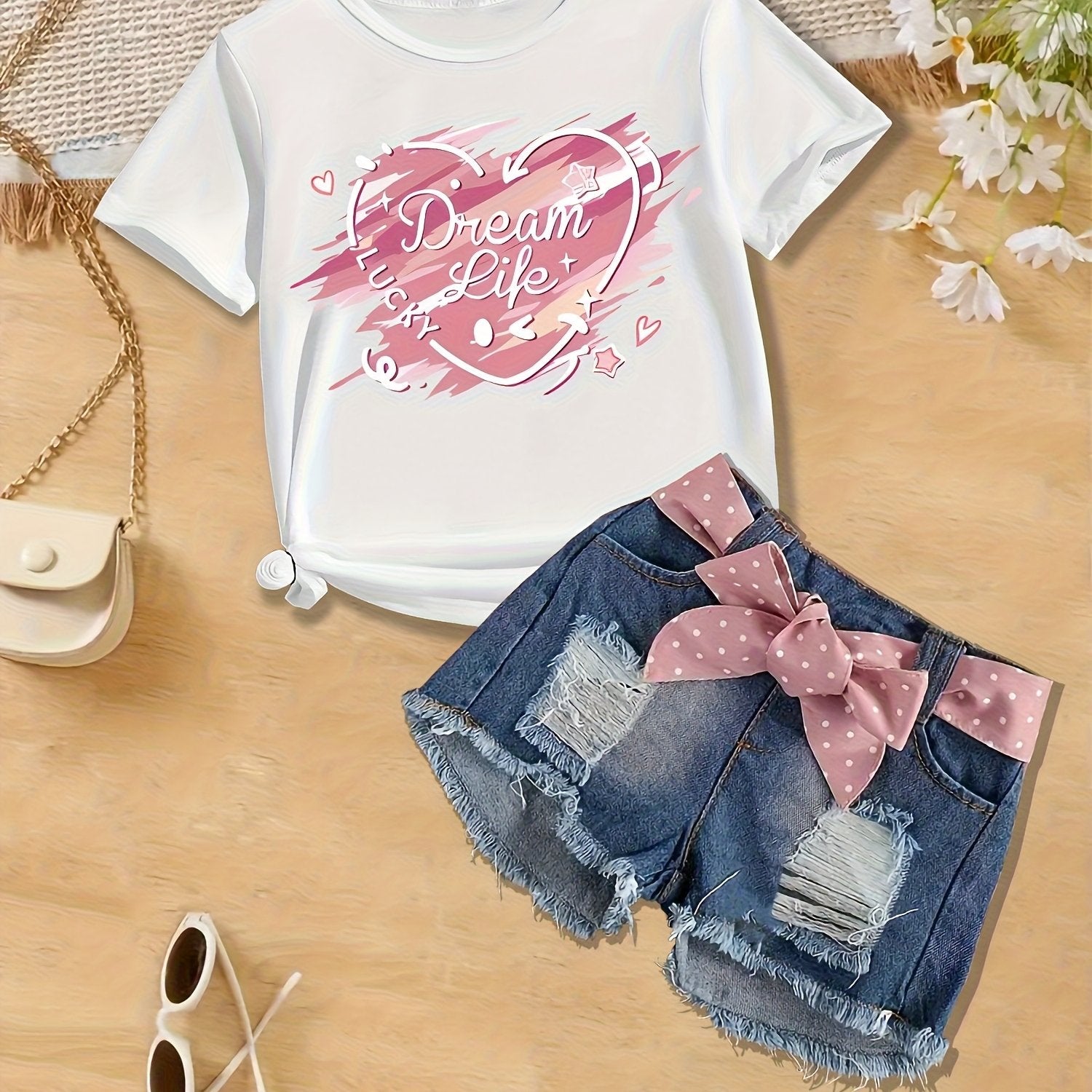 TEMU Girls Clothing | Teen Clothing | 100% Cotton | T-shirt | White And Pattern Top | Lightweight | Suitable For School And Party Wear | Machine