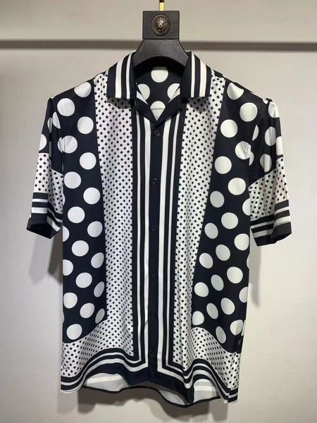 Men&#039;s Dress Shirt Slim Fit Flex Collar Stretch Print Brand Clothing Men Short Sleeve Dress Shirts Hip Hop Style Quality Cotton Tops Bla