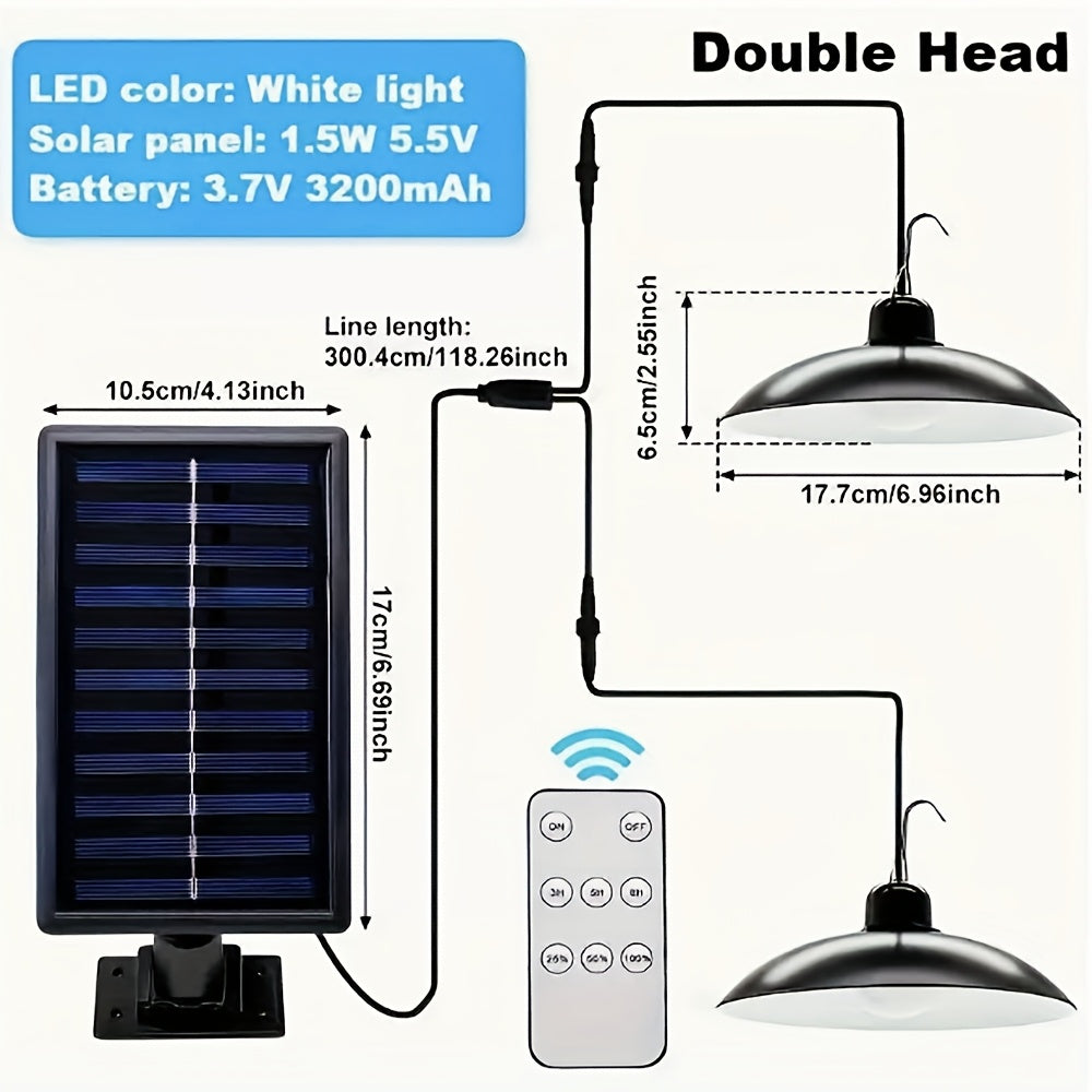 TEMU Solar-powered Hanging Lantern With Remote, Rechargeable Indoor-outdoor Floodlight, 2 Led Bulbs, For Barn, Garden, Patio, Garage - Cold White,