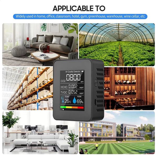 Black CO2 Carbon Dioxide Detector LCD TVOC HCHO Temperature Humidity Air Quality Monitor Meter 240723