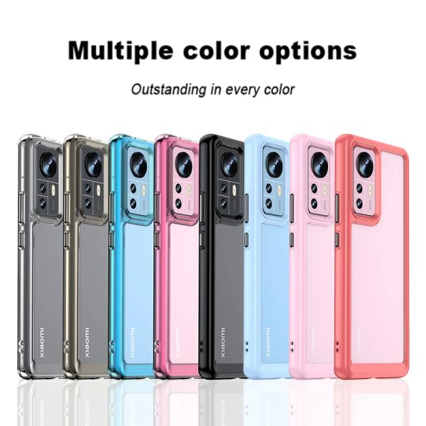 Clear Phone Case For Xiaomi Mi 14 14T 13 13T 12 12T Pro 12X 12S Ultra Candy Color TPU Bumper Acrylic Shockproof Rugged Protective Back Cover