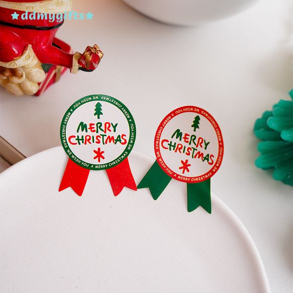 ddmygifts 8 Merry Christmas Round Braided Gifts Seag Packaging Bags Decorative Stickers Adhesive Paper A