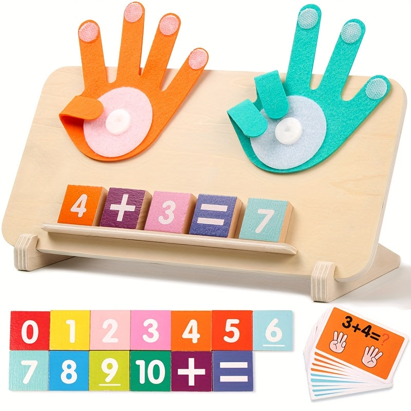 TEMU Wooden With Number Blocks & Math Operation Cards - Interactive Addition And Subtraction Educational Toy 3+, Math Board Game With, Color-coded