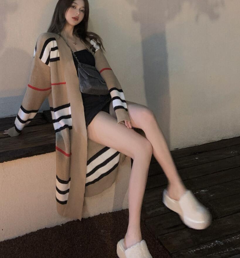 Women&#039;s Sweater Cardigan Coat Loose Mid-Length Long Knitting Luxury GGity Tops Sweet Female Jacket Y2k Clothes V-neck Sweater