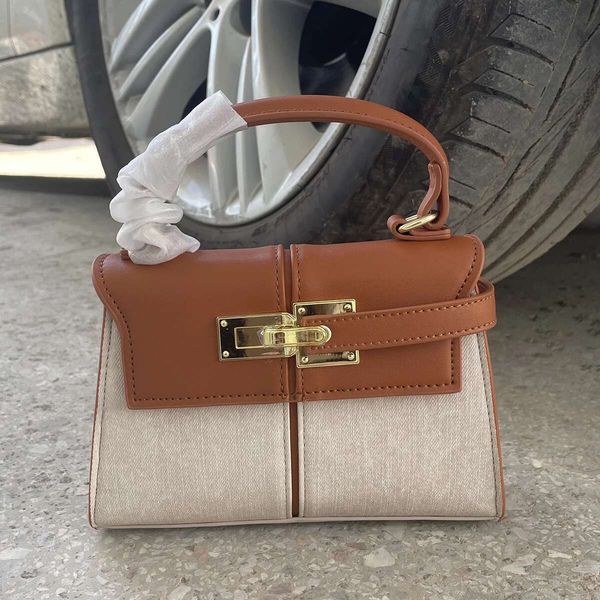 Ladder 2025 New Niche Canvas Splicing PU Shoulder Crossbody Fashion High Quality Women&#039;s Portable Small Square Bag