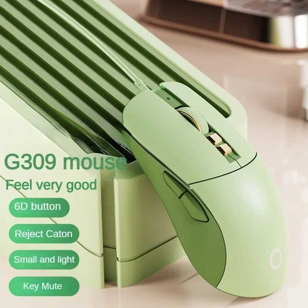 Mice EWEADN G308 Wired Mute Mouse RGB Lightweight Office Gaming USB Cute Pc Laptop Accessories 1600DPI Esports Girls Mac Windows y240914