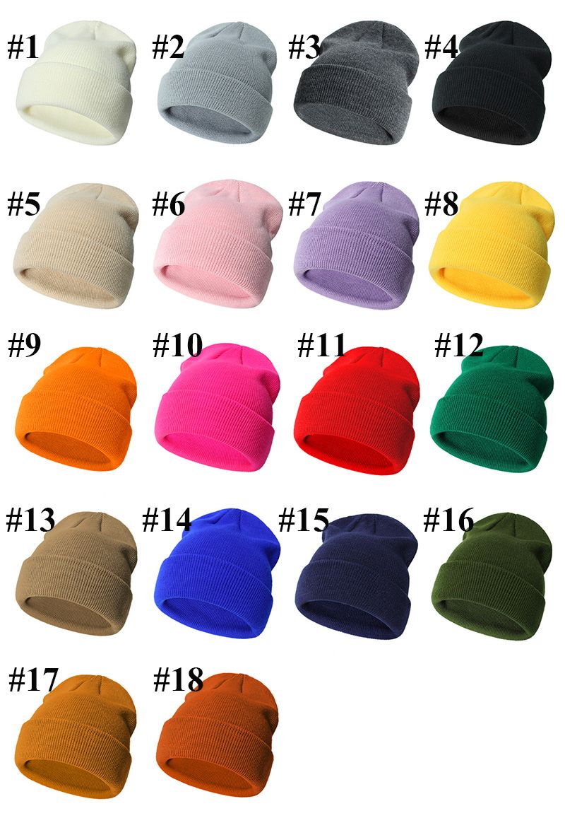 Baby Knitting Hat Autumn And Winter Solid Color Warm Crochet Beanie Caps For Toddler Kids Boys And Girls 18 Colors Wholesale