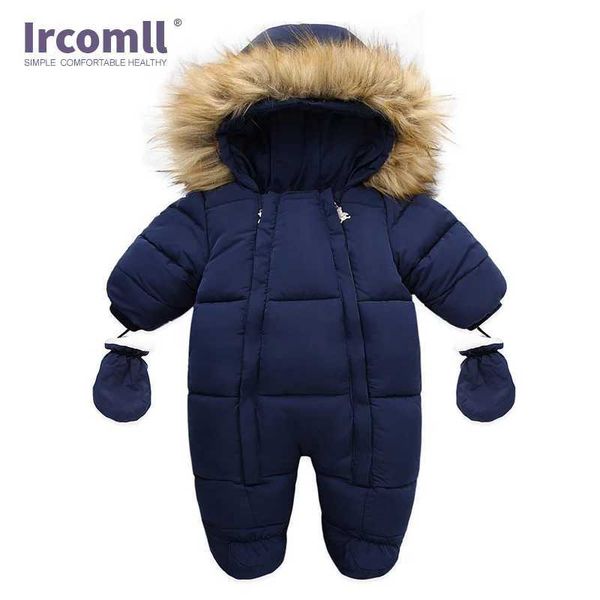 Rompers Ircomll New Born Baby Winter Clothes Toddle Jumpsuit Hooded Inside Fleece Girl Boy Clothes Autumn Overalls Children Outerwear Y24112