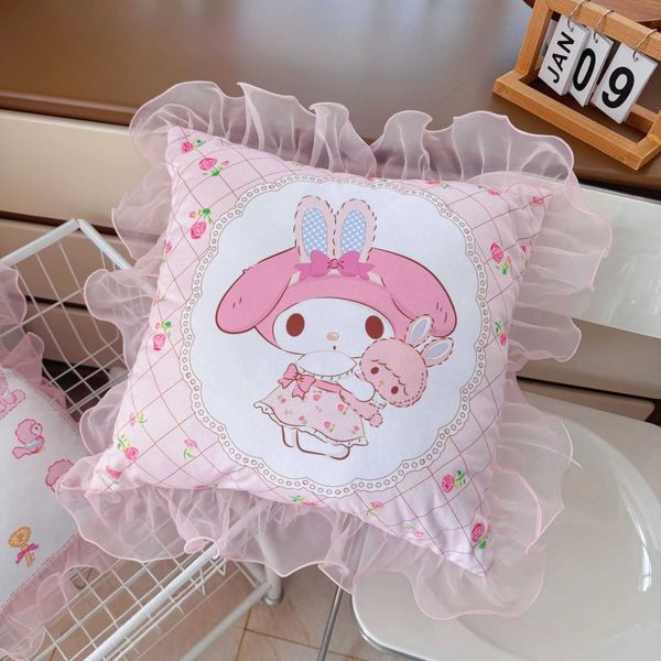 Kawaii My Melody Sweet piano backrest cushion cartoon throw pillow sofa bedroom home decoration washable W240819