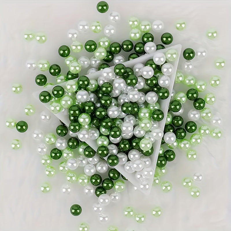 TEMU 170 Pcs Plastic Beads, White Mixed Color Glossy Round Acrylic Beads Without Hole, For Making Decorative Crafts