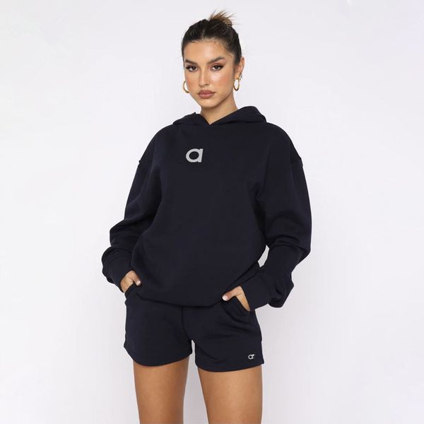 Yoga Sets designer Women 2 Pieces Hoodie Sweatshirt + Shorts Gym Sports Bra Fitness High Waist Shorts Workout Sports Tracksuits