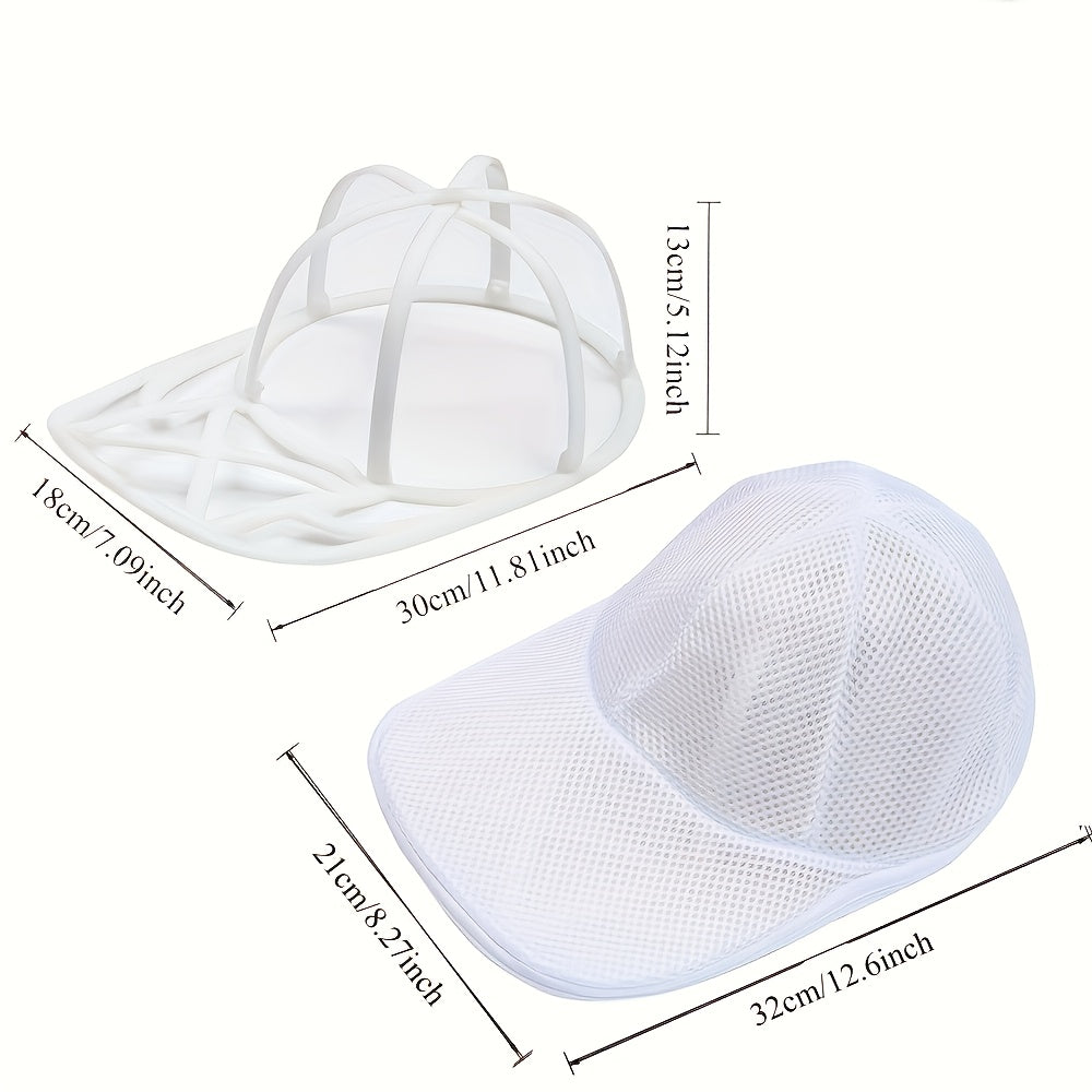 TEMU 2pcs Upgraded Hat Washer - Heavy-duty Plastic Laundry Basket With Open Mesh Design, Space-saving Washing Machine Bag For Baseball Caps, Hats,