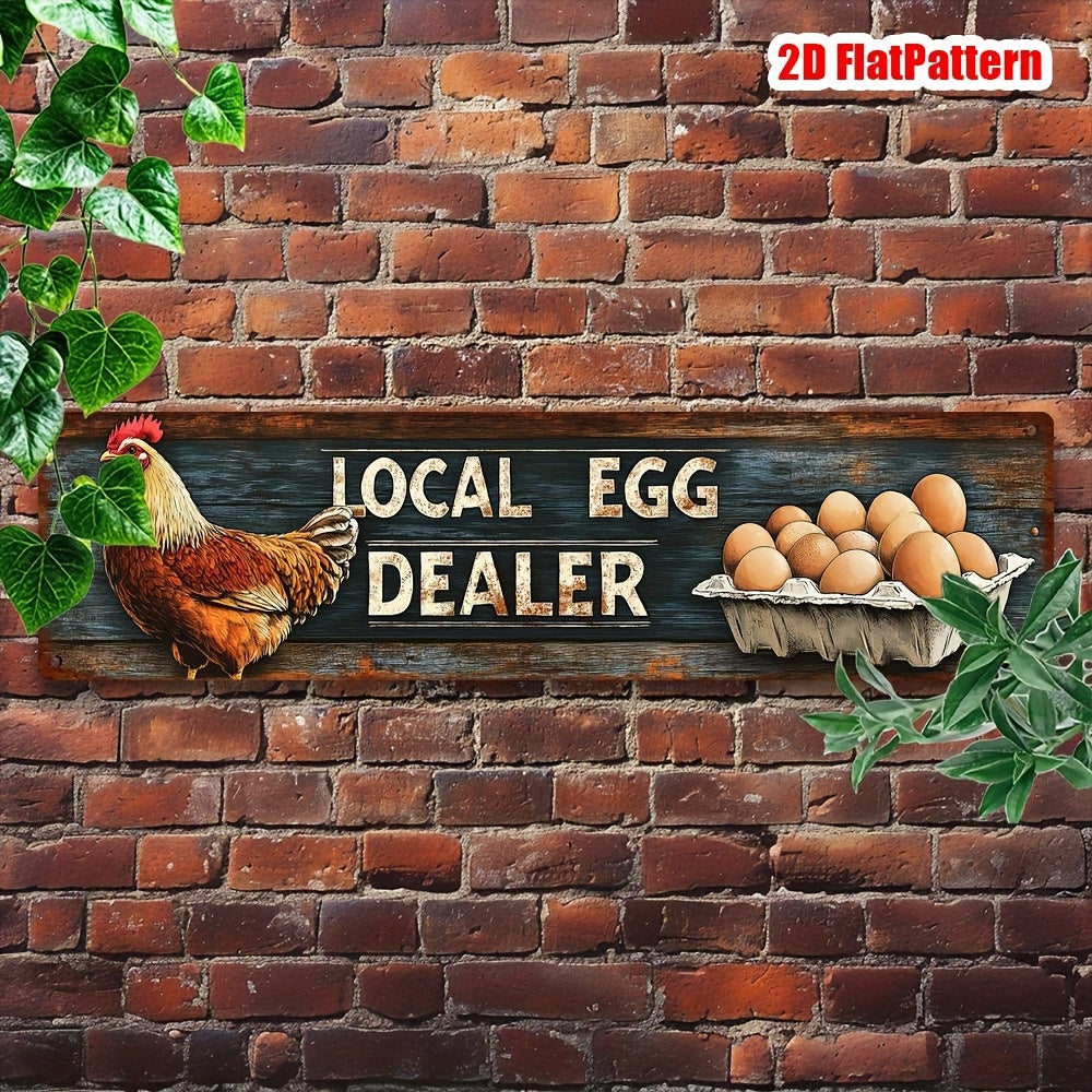 TEMU 2d Flat, 1pc, Retro Local Egg Dealer Metal Sign, Novelty Street Sign, Home Decor, Room Decor, Wall Decor, Restaurant Decor, Cafe Decor, Garage