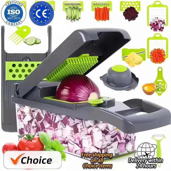 Hot 14-16 in 1 multifunctional vegetable chopper basket fruit chopper potato chopper carrot grinder toolX240831
