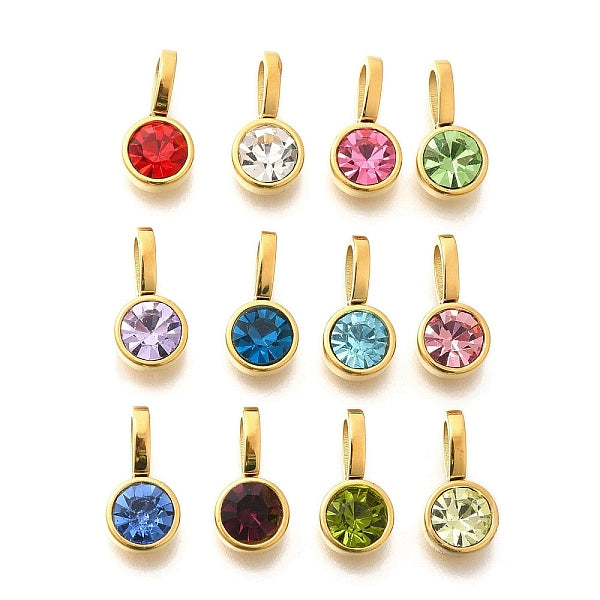 Pendentifs en acier inoxydable 304 avec micro-pavé de strass et placage ionique (IP)