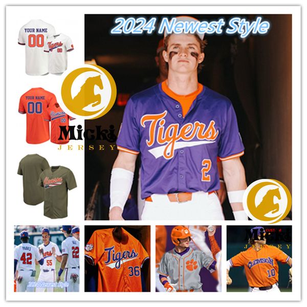 TylerCorbitt Tristan Bissetta 2024 Clemson Tigers Baseball Jersey 55 Lleyton Lackey 53 Josh Davis 33 Hogan Garner 2 Nolan Nawrocki Clemson J