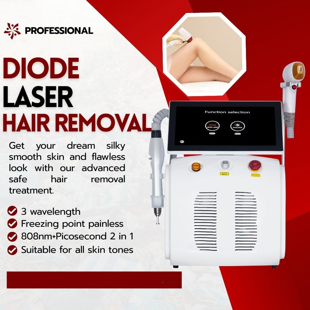 HOT 2 in1 Diode and Picosecond 808NM Hair Removal Machine With 3 Wavelength Tattoo Removal Epilator Equipment 755nm 808nm 1064nm