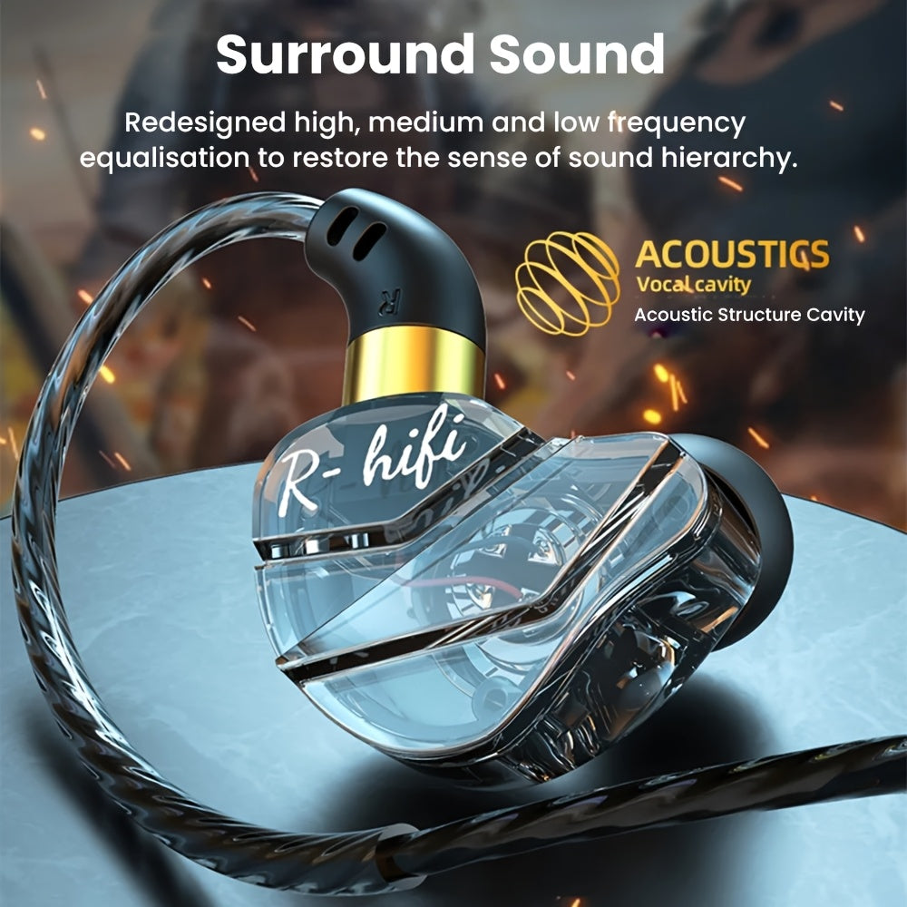 TEMU 10mm Dynamic Driver Iem Headphones - Semi-open-back Over Ear Earbuds With Touch Control, Call Management, Detachable Cable, Sound Isolation -