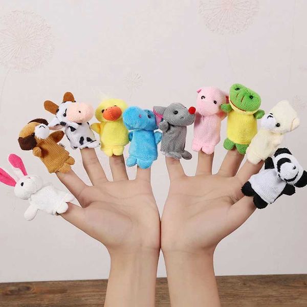 10 baby plush toys cartoon animals family finger puppets role-playing stories costumes dolls childrens educational toysW240815