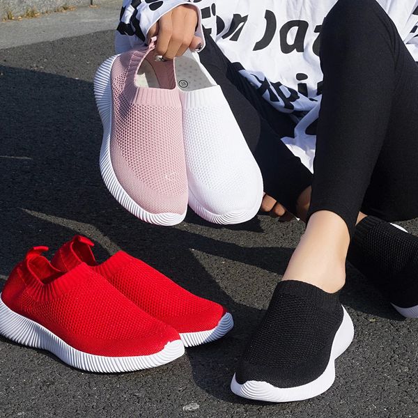 Spring Women Shoes Knitting Sock Sneakers Women Flat Shoes Casual Breathable Sneakers Flats Walking Shoes for Women 241227