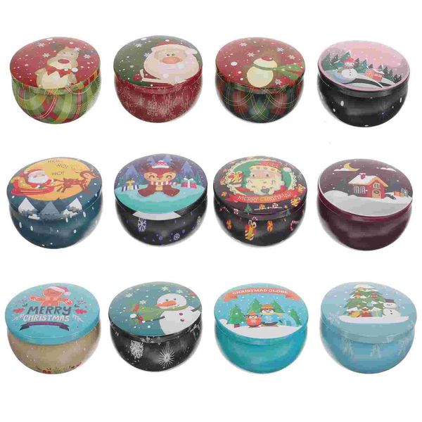 12 Christmas themed fragrance boxes empty aromatherapy cans candles W240813