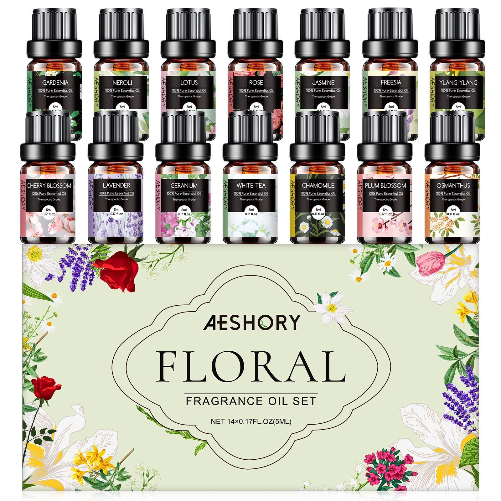 TEMU 14 Pcs Floral Essential Oils Set - Fragrance Oil For Diffusers, Candle Making - Perfect Essential Oils Gift Kit For Women, Your Lover,