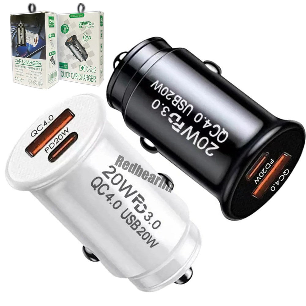 Mini Portable 20W USB C Car Charger Fast Quick Charging 3.1A Vehicle Type-c Car Chargers For IPhone 14 15 pro max Samsung S23 S24 Power Adapters GPS