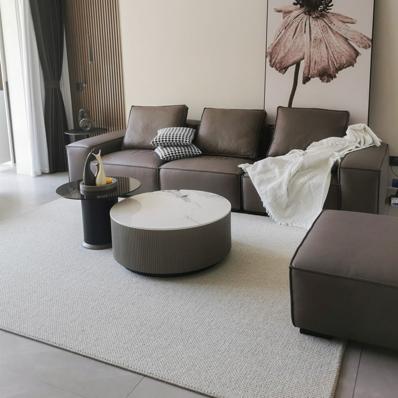 Wool blend carpet, living room coffee table blanket, pineapple circle solid color, light luxury wabi sabi style, bedroom fully covered with carpet