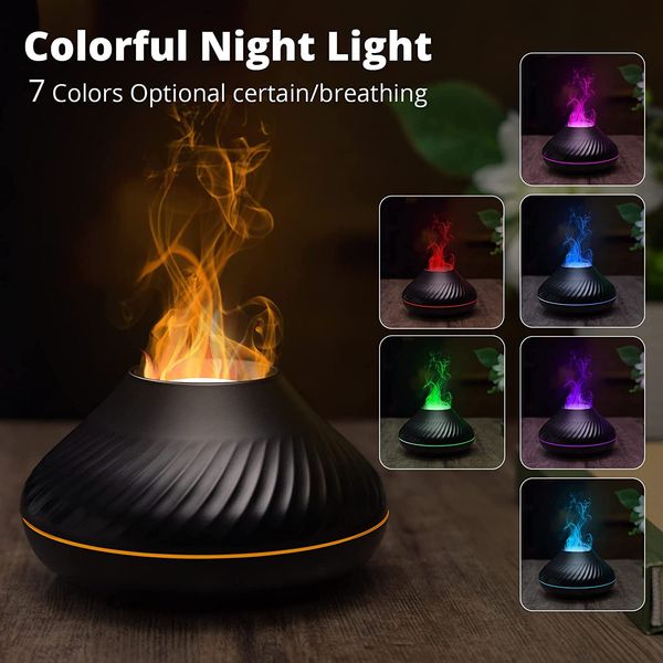 Volcanic Flame Humidifiers Aroma Diffuser Essential Oil Lamp 130ml USB Portable Air Humidifier with Color Night Light Fragrance Home