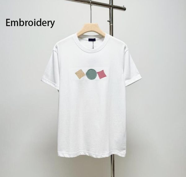 Black White Mens Women T Shirts Casual T-shirt with Badge Letters Embroidery Hip Hop Women Design Clothing M-2XL High Quality