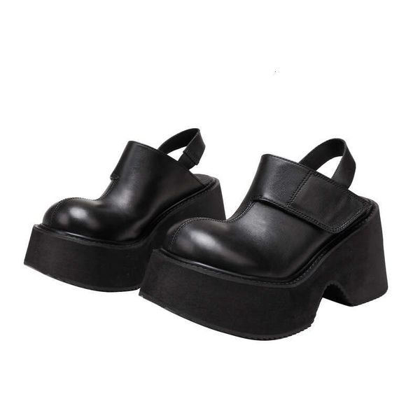 Fujin 9Cm Ladies Genuine Leather Summer Round Sandals Women Ethnic Platform Wedge Shoes Spring Hook Slipper Mary Jane