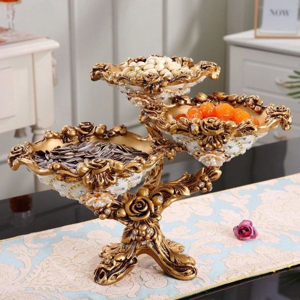 Dishes and Plates European multi-layer fruit plate creative home Sweet plate set Modern living room coffee table ornaments