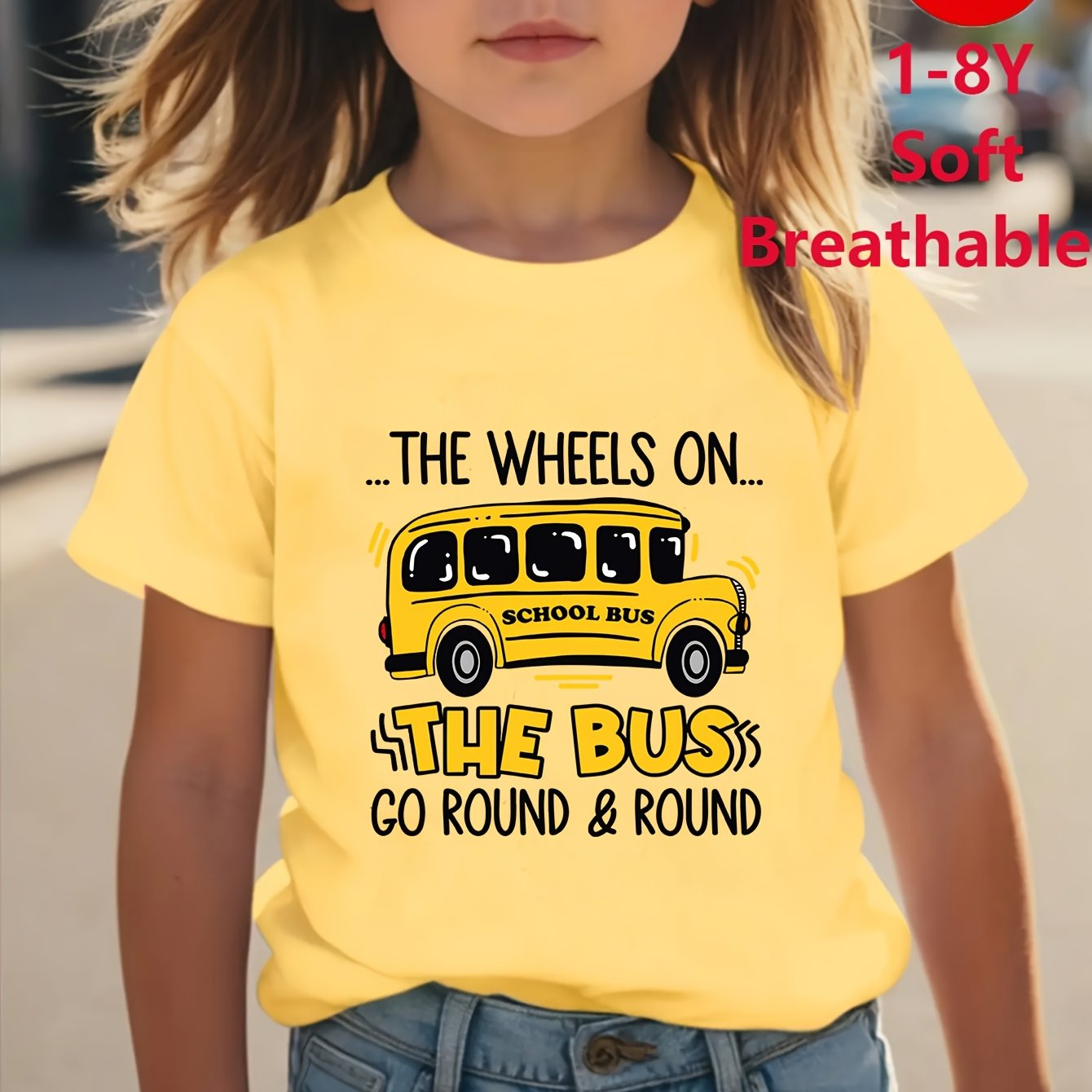 TEMU "the Go...." Printed Short-sleeved Girls T-shirt, Pure Cotton, Soft, Comfortable And Breathable, Children's Spring And Summer Casual Clothing