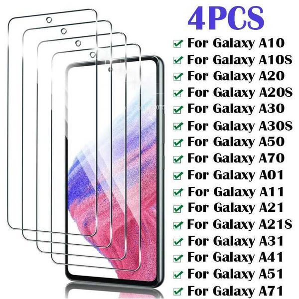 New Arrival 4PCS Tempered Glass for Galaxy A10 A20S A30 A30S A50 A70 Screen Protector for A51 A71 A21S A31 A41 A01 A11 T250116