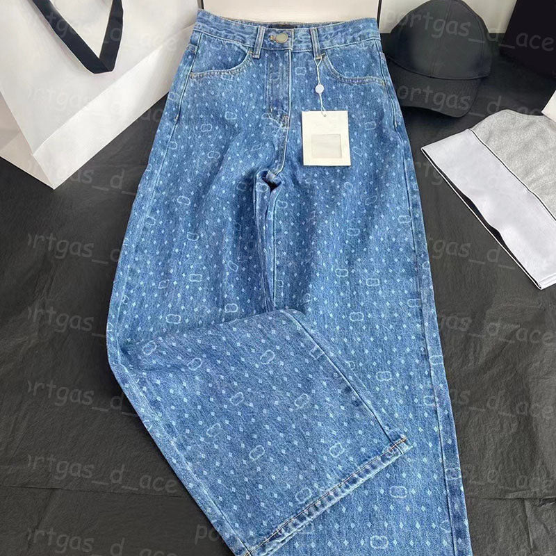 Letters Women Jeans Casual Fashion Denim Pants Luxury Designer Washed Jean Trousers