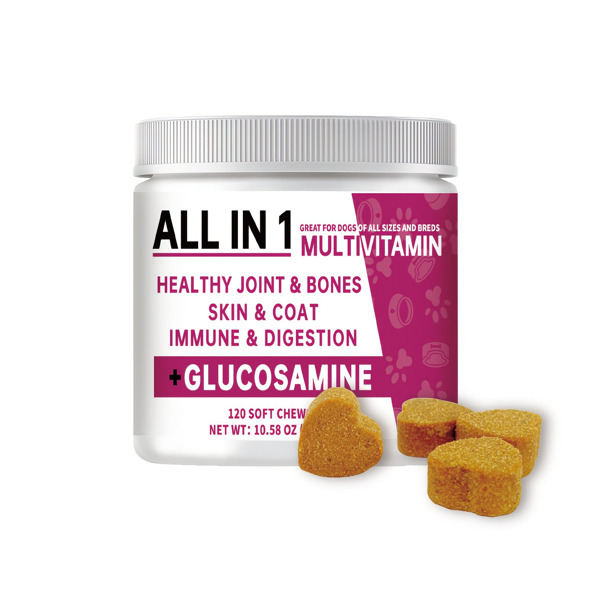 TEMU Multivitamins For Dogs, Digestive Health, Joint, Hip, Beige And With Probiotics, Enzymes, Dog Supplement Soft Chew