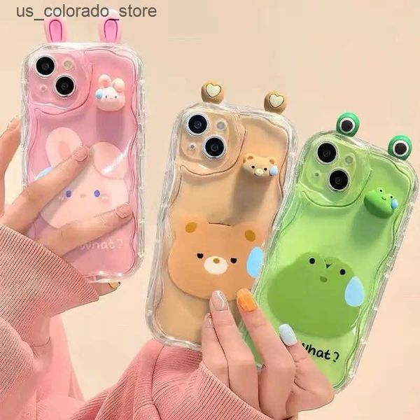 Cell Phone Cases Suitable for iPhone 16 15 Pro Max 14 11 13 12 Mini XR 8 7 Plus X XS SE 2020 2022 Cute 3D Bear Rabbit Ugly Frog Back Cover L