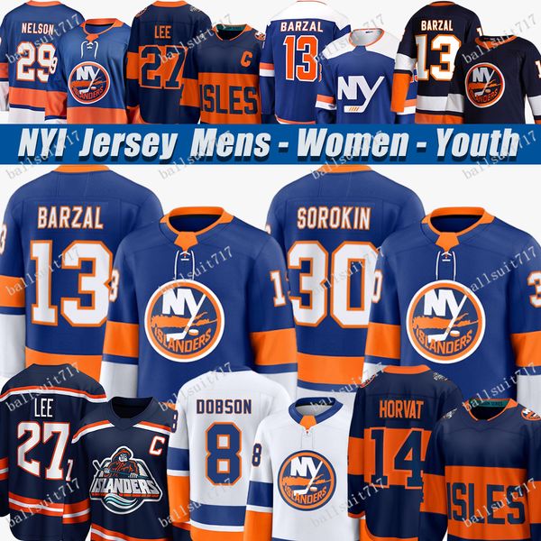 Mathew Barzal ny hockey jersey islanderses jersey Anders Bo Horvat Noah Dobson Mike Bossys Nelson Oliver Wahlstrom Alex Romanov Ilya Sorokin
