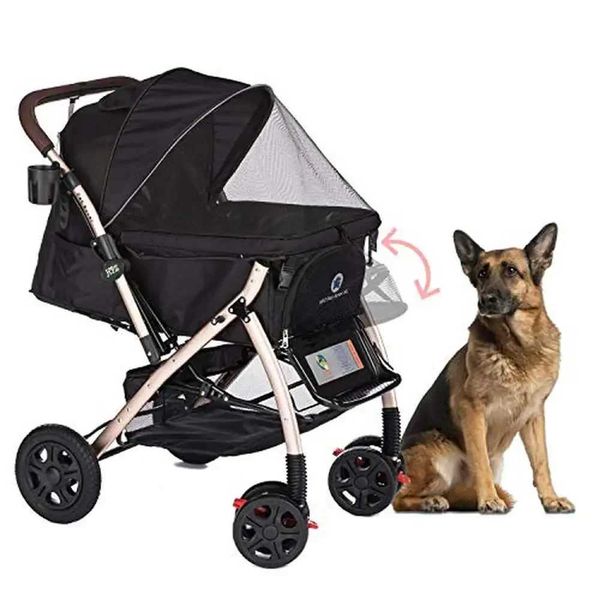 Strollers# Pet Rover Premium Heavy Duty DogCat Stroller Convertible Size Compartment Pump-Free Rubber Tires Zipperless Entry Aluminum Frame